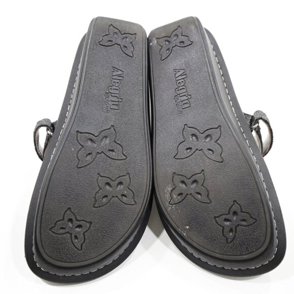 Alegria Carina Black Patent Leather Embellished Comfort Thong Sandals - 8/EU 38 - Picture 7 of 7